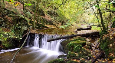 Foto einer Felsstufe mit Wasserfall in der Ehrbachklamm